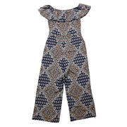 L'Agence Silk Off-The-Shoulder Jumpsuit Blue Pattern Consignment Shop From Runway With Love
