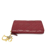 Christian Dior Leather Lady Dior Wallet in Red