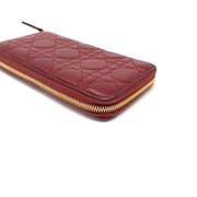 Christian Dior Leather Lady Dior Wallet in Red