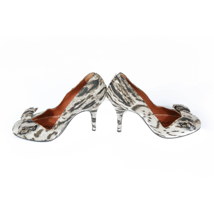 Lanvin leopard bow pumps heels deconstructed bow designer consignment 