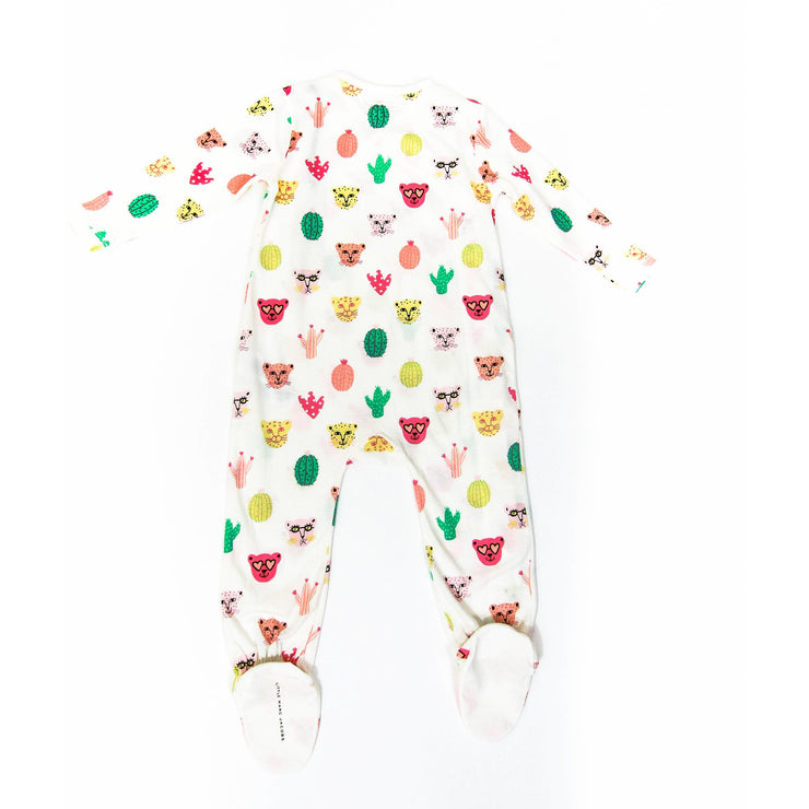 Little Marc Jacobs long sleeve onesie snap buttons down cats cactus green pink yellow