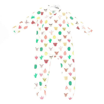 Little Marc Jacobs long sleeve onesie snap buttons down cats cactus green pink yellow