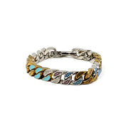 Pre-owned Chain Links Patches Bracelet Multicolor