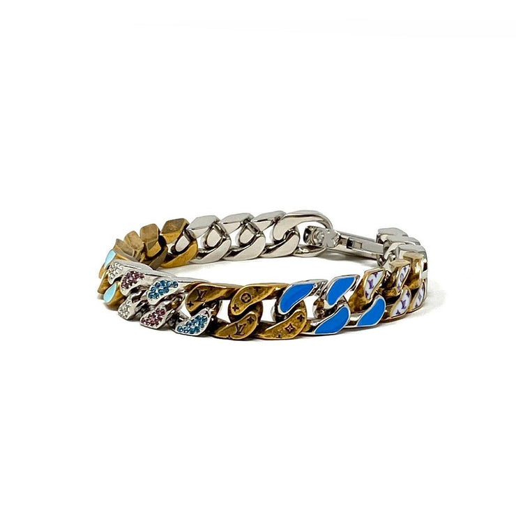 Louis Vuitton Chain Link Patches Bracelet Blue Multicolor