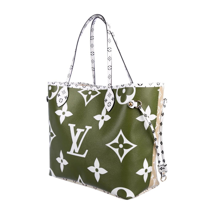 Louis Vuitton Neverfull MM Khaki Green/Beige/Cream for Women