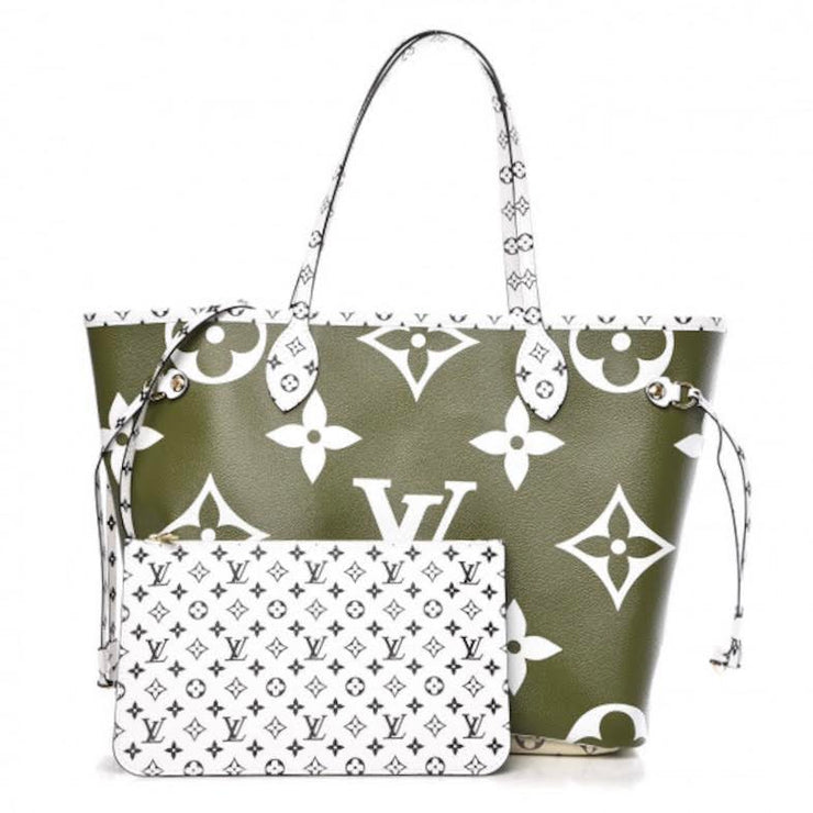 Louis Vuitton Neverfull MM Khaki Green/Beige/Cream for Women