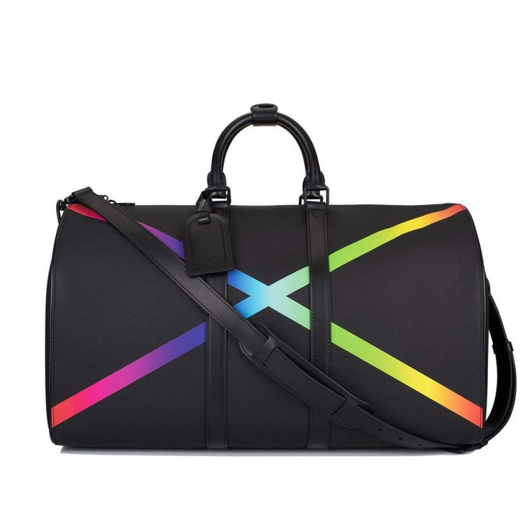 Louis Vuitton Black Taiga Rainbow Keepall Bandouliere 50 Virgil Abloh Luxury Consignment From Runway With Love