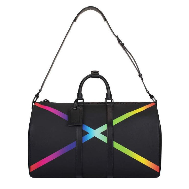 Louis Vuitton Black Taiga Rainbow Keepall Bandouliere 50 Virgil Abloh Luxury Consignment From Runway With Love