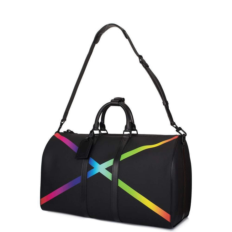 Louis Vuitton Virgil Abloh Rainbow x and Black Taiga Keepall 50 Bandoulière Black Hardware, 2019 (Like New), Handbag