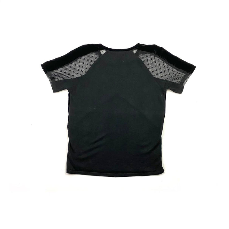 Maje Polka Black T-shirt velvet Consignment shop from runway with love