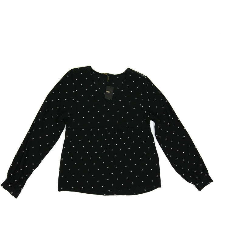 Maje Black Long Sleeve Top white stars