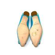Manolo Blahnik Hangisi Satin Flats Aqua Blue Crystal Consignment Shop From Runway With Love