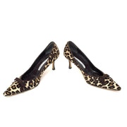 Manolo Blahnik leopard print heels pony hair designer consignment From Runway With Love Cancer research Charity donation