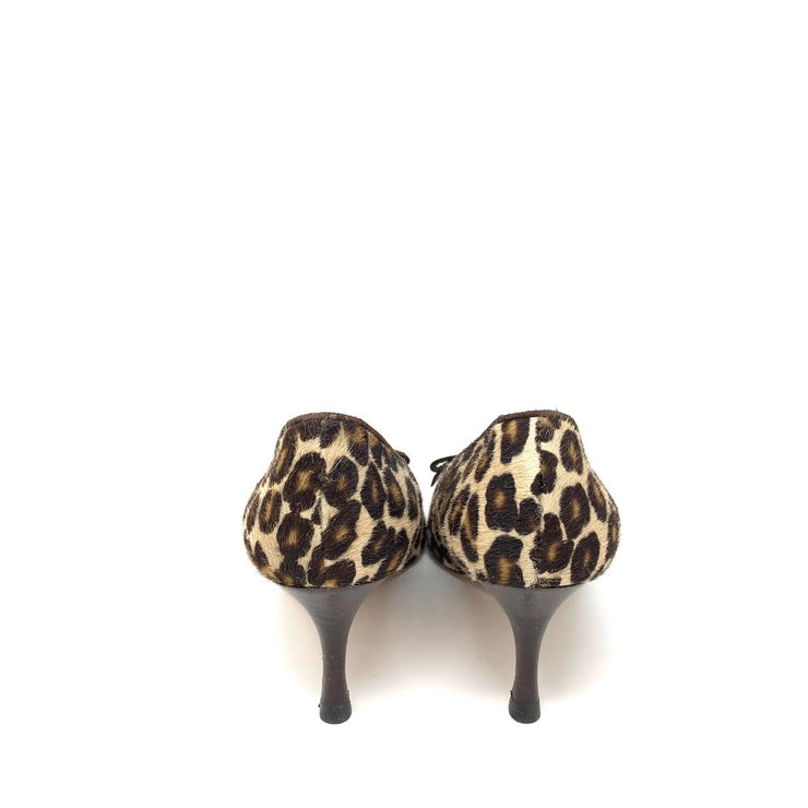 Manolo Blahnik leopard print heels pony hair designer consignment From Runway With Love Cancer research Charity donation