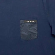 men's navy blue Prada T-Shirt logo pocket consignment shop from runway with love