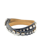 Miu MIu Leather Crystal Jewel-Embellished Belt Black Consignment Shop From Runway With Love