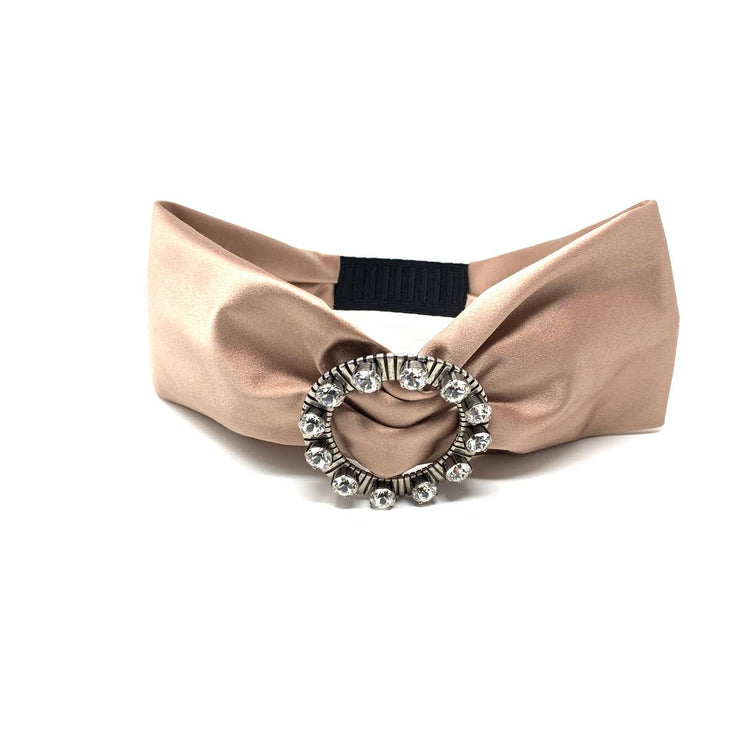 Miu Miu Crystal Embellished Headband Silk Nude Prada Headband Gucci From Runway With Love