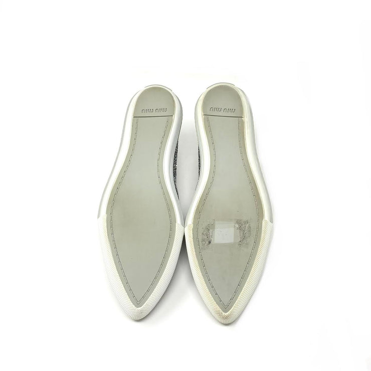 Miu Miu Glitter Sparkle Slip-On Sneakers Silver Consignment Shop From Runway With Love