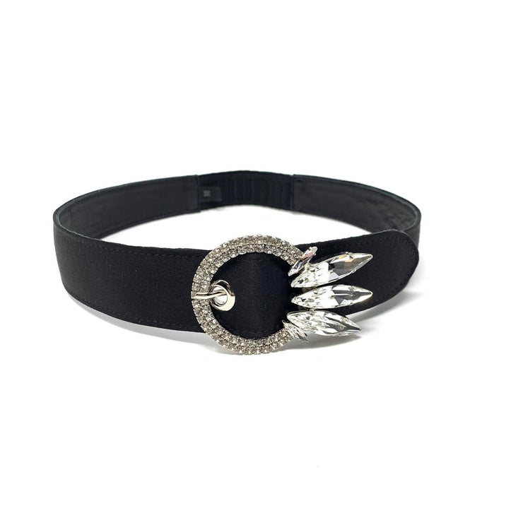 Miu Miu Crystal Buckle Headband Black Satin Hairband Prada Gucci From Runway With Love