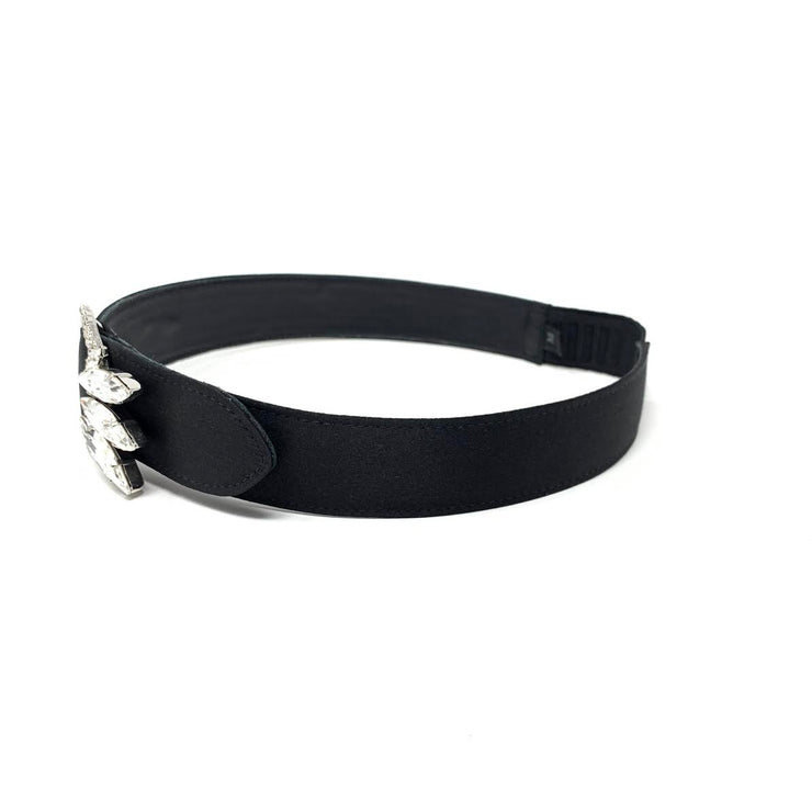 Miu Miu Crystal Buckle Headband Black Satin Hairband Prada Gucci From Runway With Love