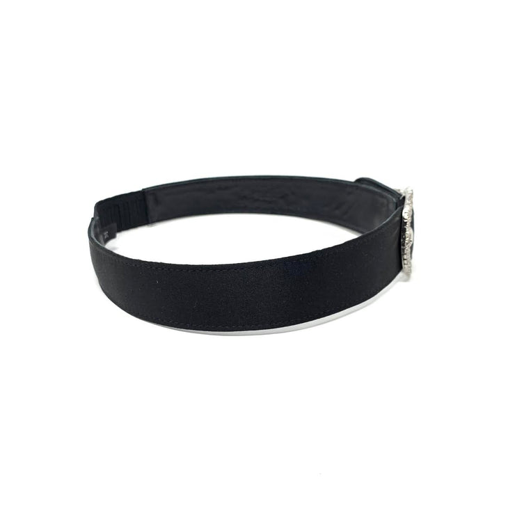 Miu Miu Crystal Buckle Headband Black Satin Hairband Prada Gucci From Runway With Love