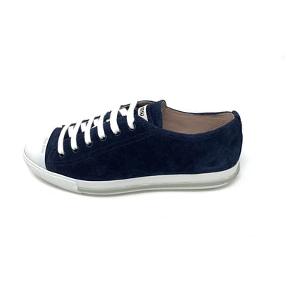 Miu Miu Suede Low-Top Sneakers blue designer consignment 