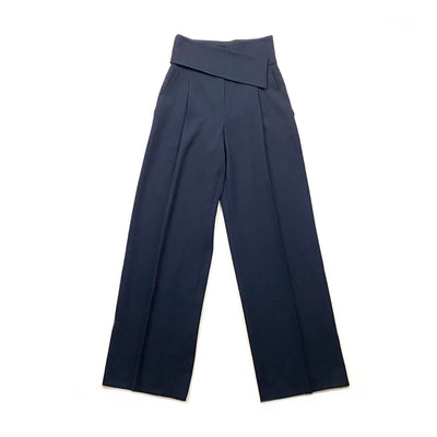 Navy blue Emporio Armani wool high-rise wide-leg pants Consignemtn Shop From Runway With Love