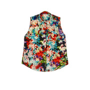 Multicolored Parker silk sleeveless top button up floral 