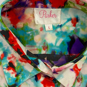 Multicolored Parker silk sleeveless top button up floral 