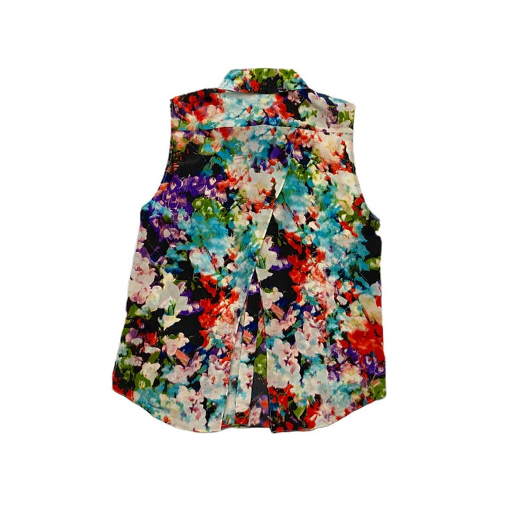 Multicolored Parker silk sleeveless top button up floral 