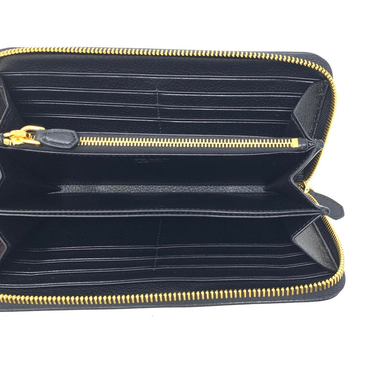 Prada Continental Wallet Black Leather Gold Consignment Shop From Runway With Love