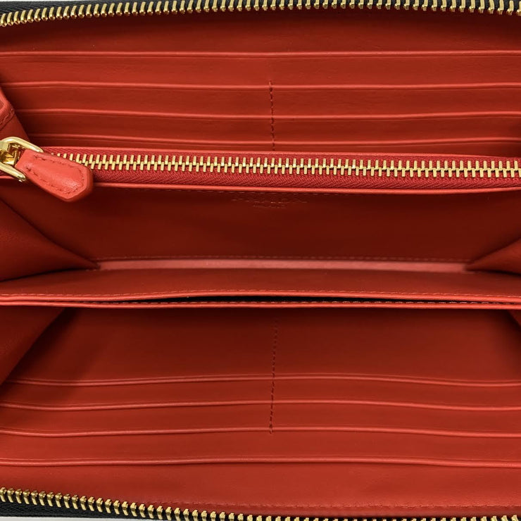 Prada Continental Wallet Vitello Move Red Black Consignment Shop From Runway With Love