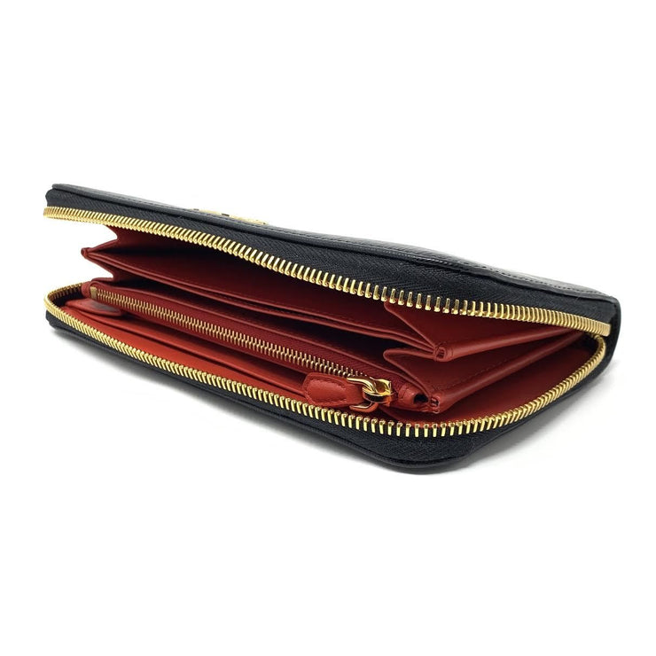 Prada Continental Wallet Vitello Move Red Black Consignment Shop From Runway With Love