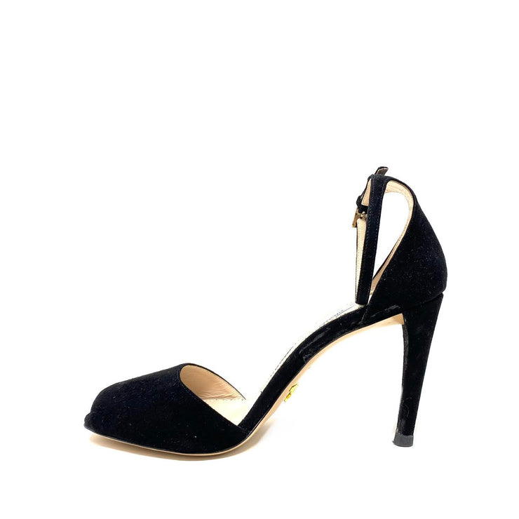 Prada Suede Ankle Strap Sandals Black Consignment Shop From Runway With Love