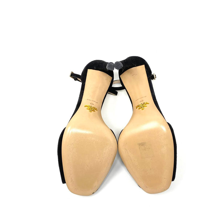 Prada Suede Ankle Strap Sandals Black Consignment Shop From Runway With Love