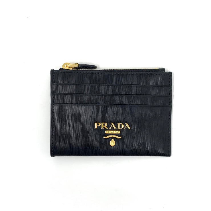 Prada Black Vitello Move Card Holder Leather Consignment Shop From Runway With Love