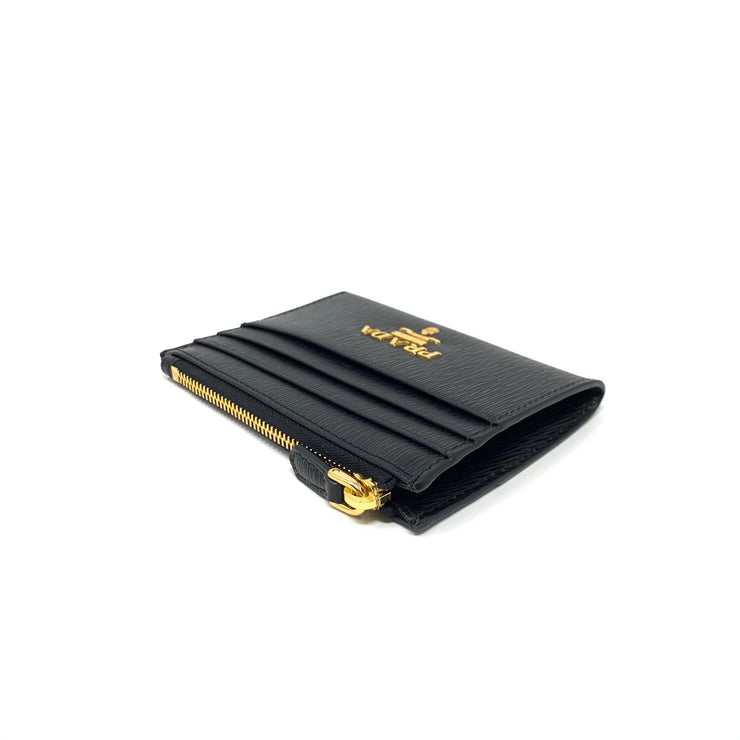 Prada Black Vitello Move Card Holder Leather Consignment Shop From Runway With Love