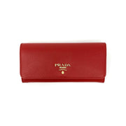 Prada Continental Flap Wallet Red Leather Gold Consignment Shop From Runway With Love