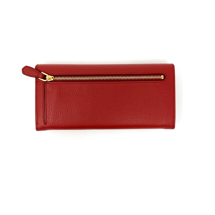 Prada Continental Flap Wallet Red Leather Gold Consignment Shop From Runway With Love