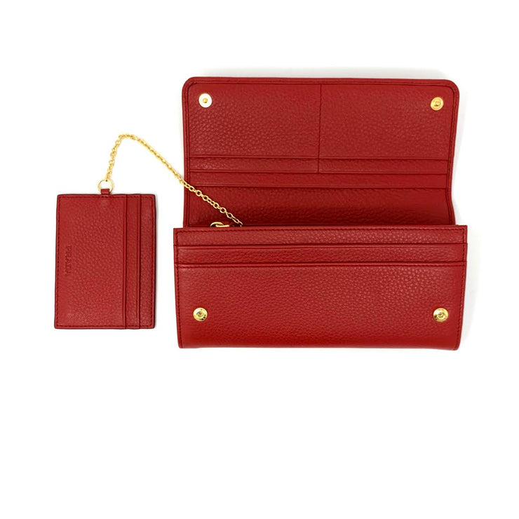 Prada Continental Flap Wallet Red Leather Gold Consignment Shop From Runway With Love