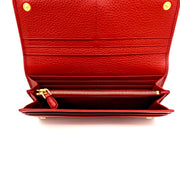 Prada Continental Flap Wallet Red Leather Gold Consignment Shop From Runway With Love