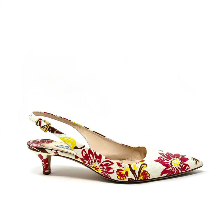FSJ White Floral Heels Vegan Pointy Toe Stiletto Heel Pumps|FSJshoes