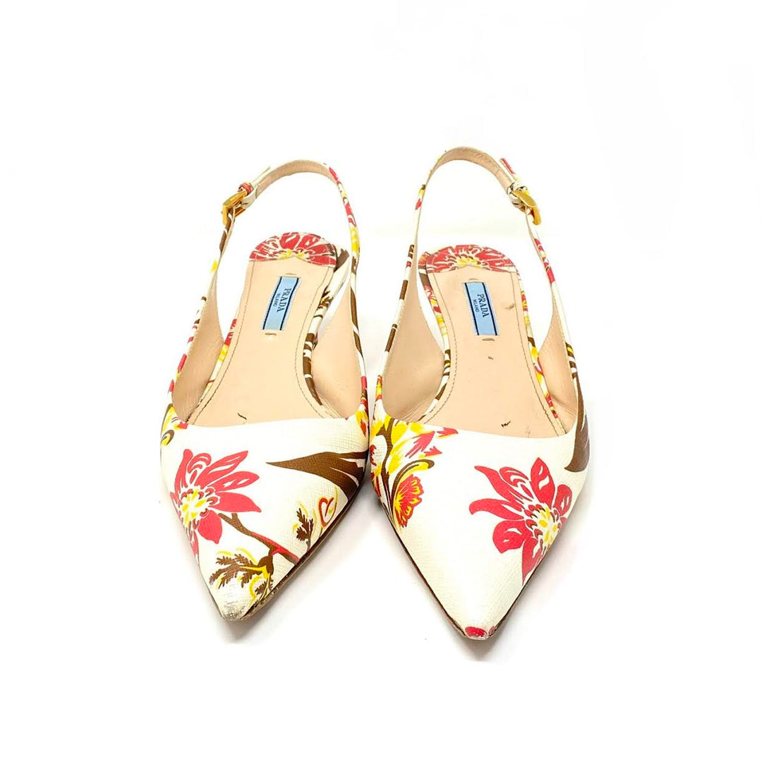 Prada Floral Slingback Pumps - Size 39.5