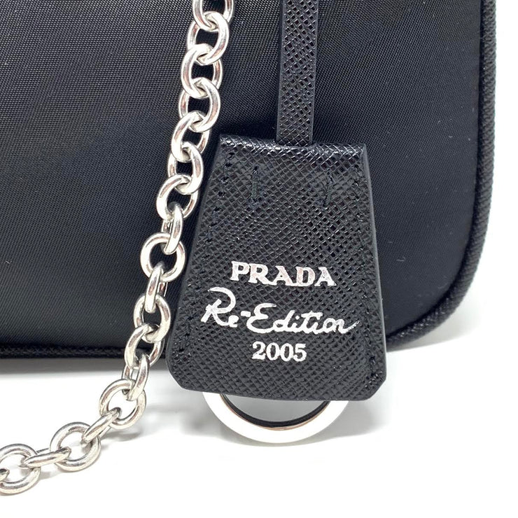 Prada Black Re-Edition 2005 Re-Nylon Multi Mini Chain Hobo 1119p41