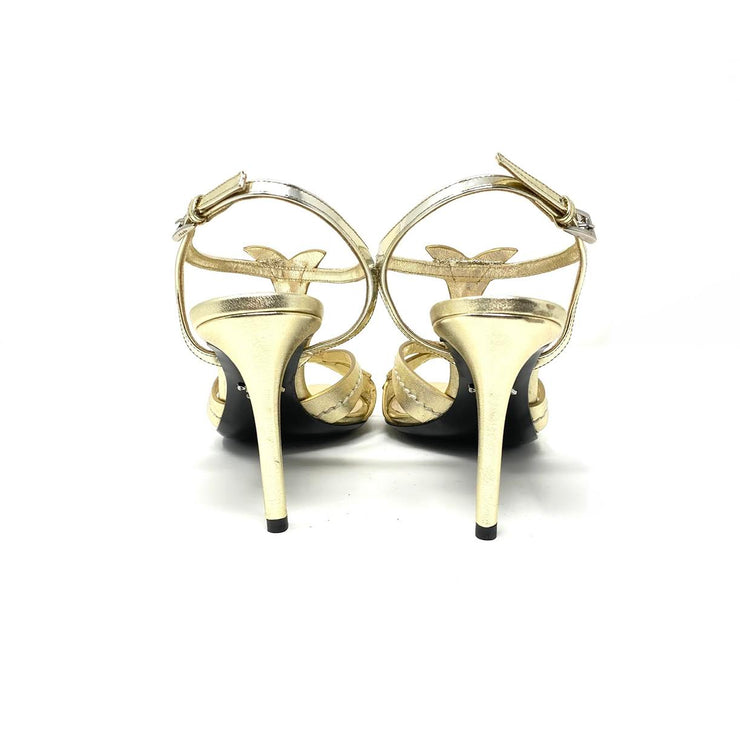 Prada Multiple Strap Sandals Gold Leather Consignment Shop From Runway With Love