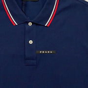 Prada Short Sleeve Polo Shirt Logo Navy Blue Consignment Shop From Runway With Love