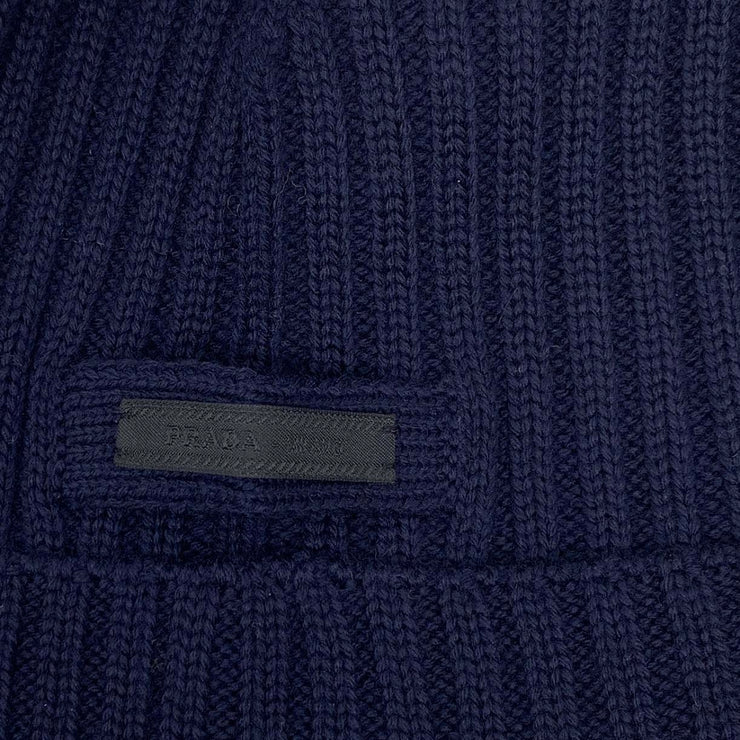Prada Navy Blue Wool Hat Beanie Consignment Shop From Runway With Love