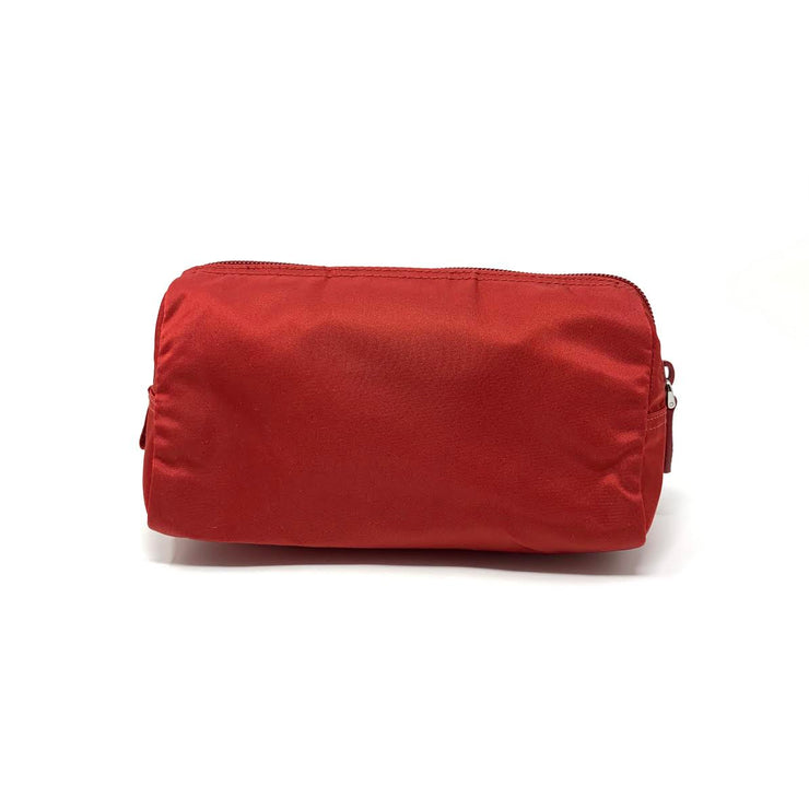 Prada Nylon Cosmetic Case Red Saffiano Consignment Shop From Runway With Love