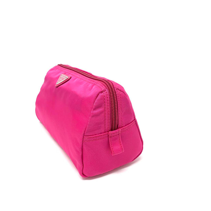Prada Nylon Cosmetic Case Pink Saffiano Leather Consignment Shop From Runway With Love