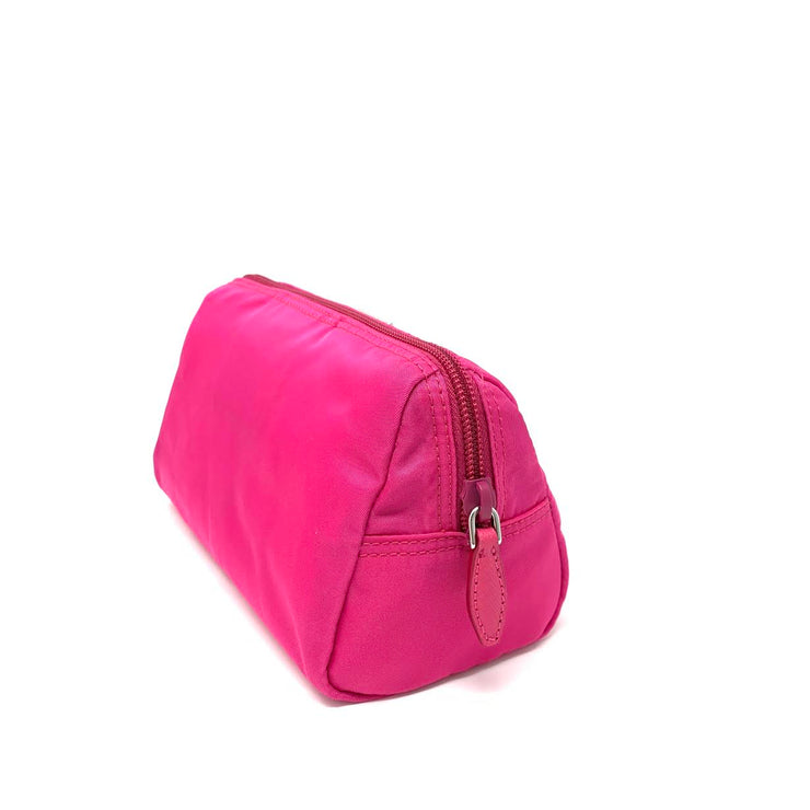 Prada Nylon Cosmetic Case Pink Saffiano Leather Consignment Shop From Runway With Love